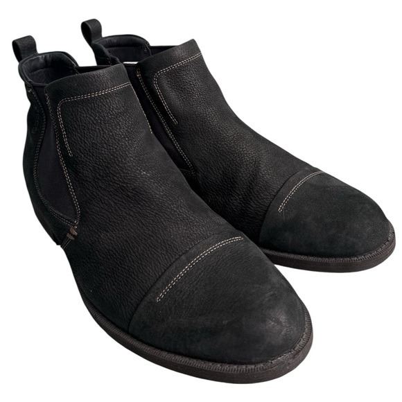 ECCO Men Black Suede Chelsea Ankle Boots 44 Textured Leather Pull On Scandi Shoe main image 9